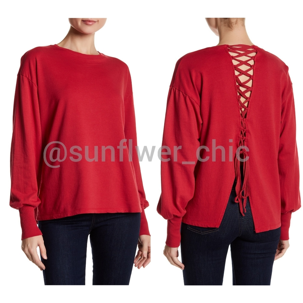 [NEW] Caslon Back Lace-Up Sweatshirt